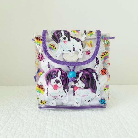 Lisa Frank Other - Vintage Lisa Frank  Violet And Velvet Clear Vinyl Drawstring Mini Backpack